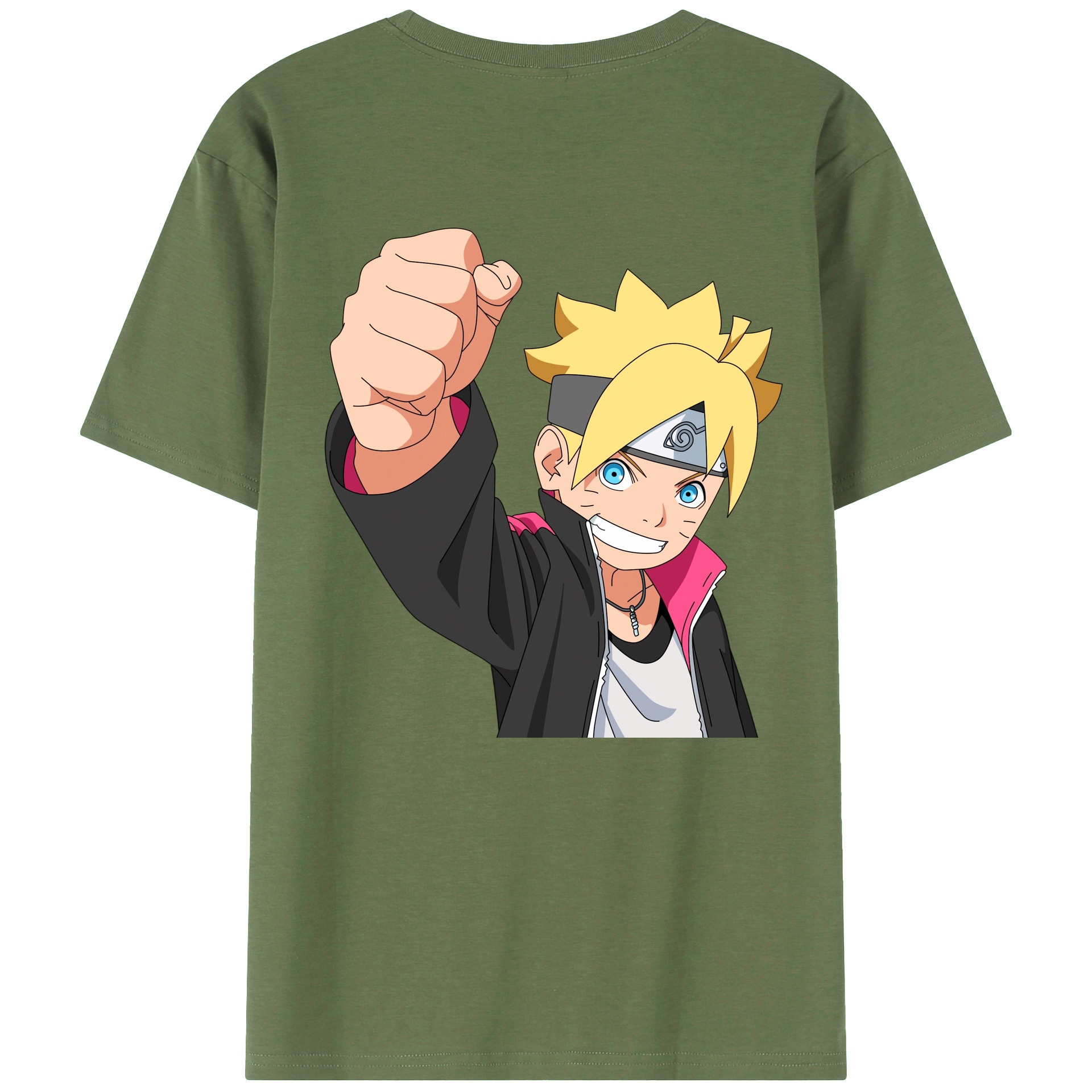 （画像用） NARUTO -ナルト- うずまき ボルト Uzumaki Boruto 綿100％ メンズ半袖Tシャツ（バックプリント） 通気性